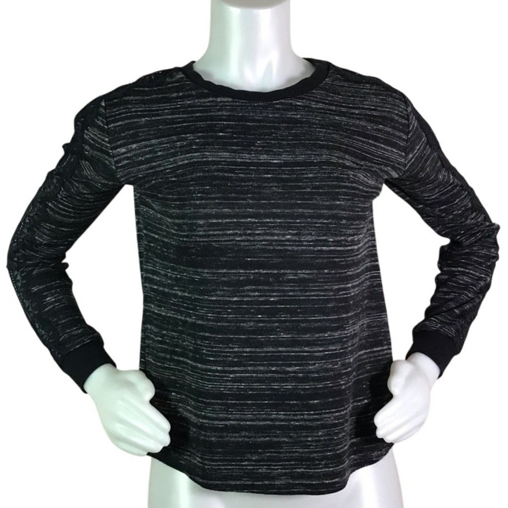 REBECCA TAYLOR BLACK & GREY LONG SLEEVE SWEATER